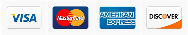 We accept Visa, Mastercard, American Express and Discover